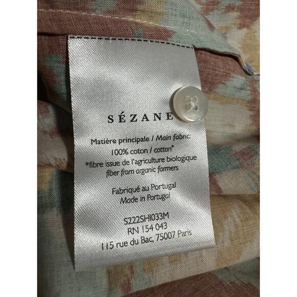 Sézane Pierro Shirt – Antique Flowers – Size 36 (S) Cotton Floral Elevated Basic - Picture 6 of 7